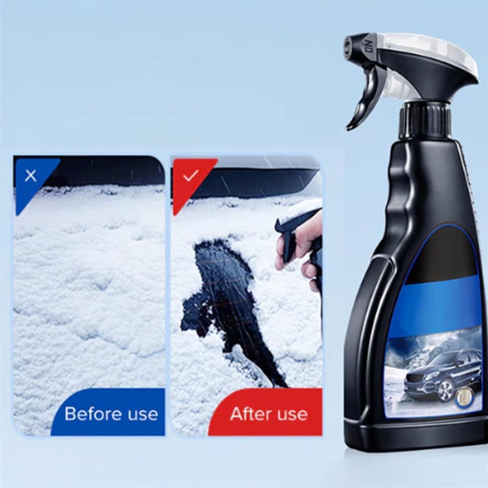 Auto-Glas-Enteisungs- und Frostschutzspray, Windschutzscheiben-Enteiser-Spray, Eisentferner, Schmelzspray, für Auto-Windschutzscheiben, Scheibenwischer und Spiegel (2 Stück)