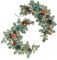 Ling's Moment 2Pack 2ft Teal Blue & Terracotta Artificial Flower Garland - Wedding Aisle Arch Centerpiece Table Decor