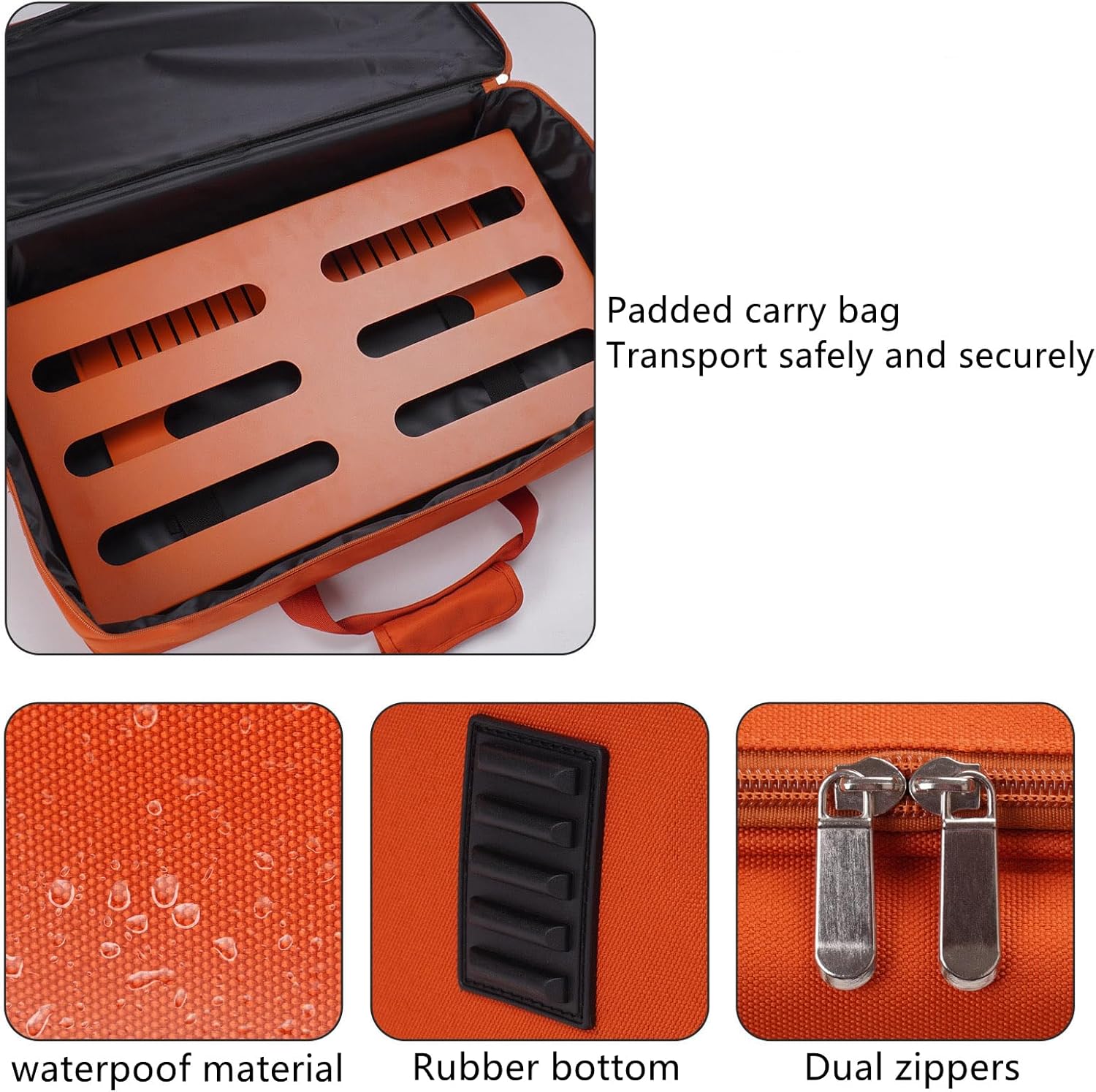GOKKO Guitar Pedal Board 22" x 12.6" Guitar Pedalboard with Power Supply Bracket, Includes Carry Bag & Mounting Tapes (Orange, GKS-22OR)