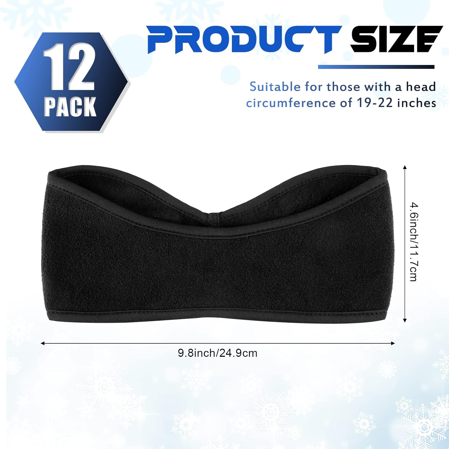 Geyoga 12 Pcs Ear Warmer Headband Winter Headbands for Women Sports Running Elastic Ear Warmers Warm Covers for Winter(Black) - Image 2