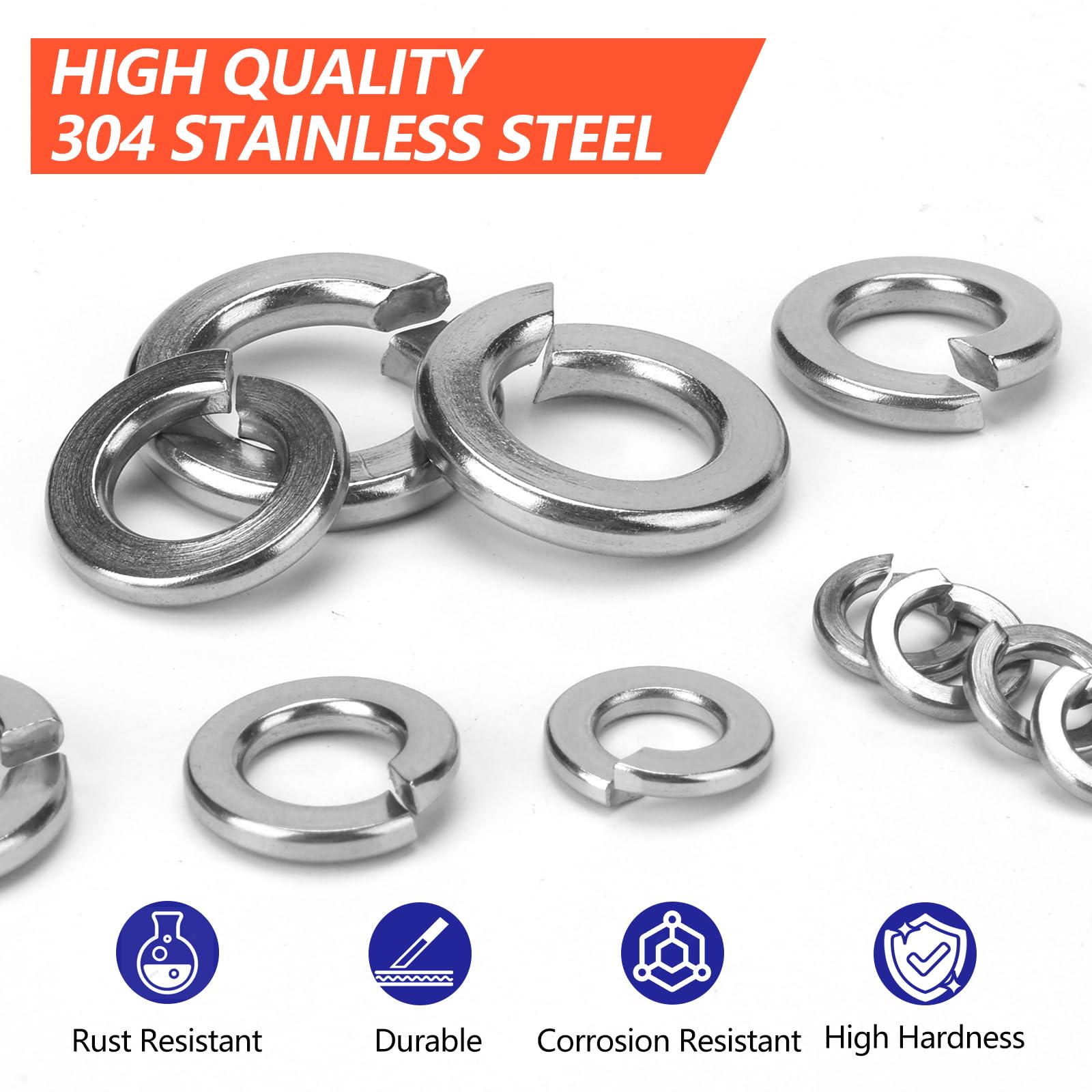 1000 Stainless Steel Spring Lock Washers - Vibration Proof -5