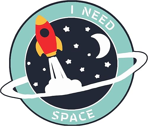 I Need Space NASA Rocket Shuttle Astronat Saturn Retro Vintage Estrellas Planetas Sistema Solar Adhesivo Decorativo para Ventana de Coche Camión