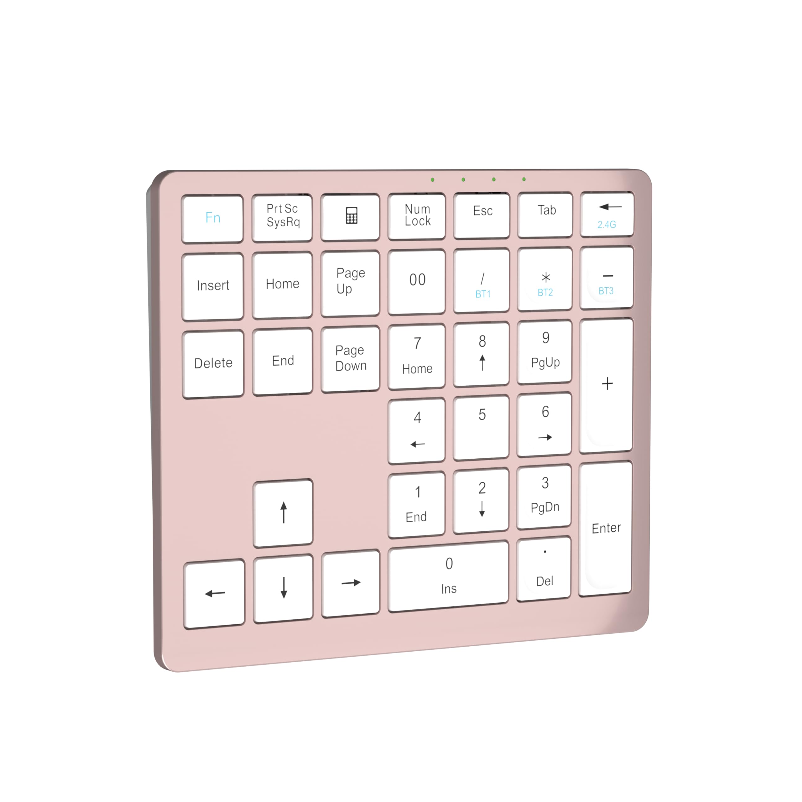 Nulea Teclado numérico portátil inalámbrico Bluetooth 5.0 y 2.4G, recargable por USB-C, 34 teclas, compatible con portátiles, Mac, iMac, tabletas y PC de escritorio, color oro rosa.