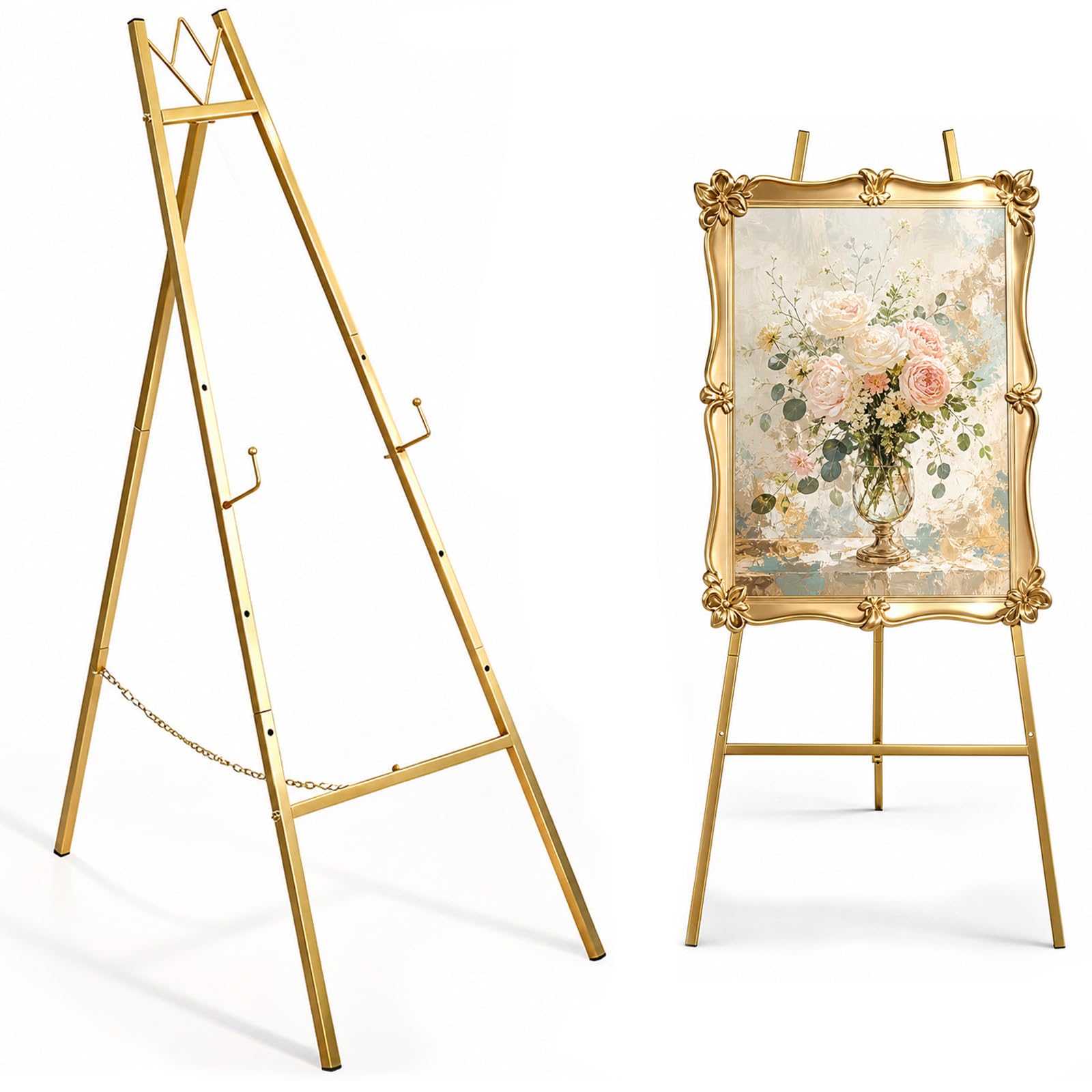 71" Gold Easel Stand for Wedding Sign&Display,Heavy Duty Metal Floor Easel