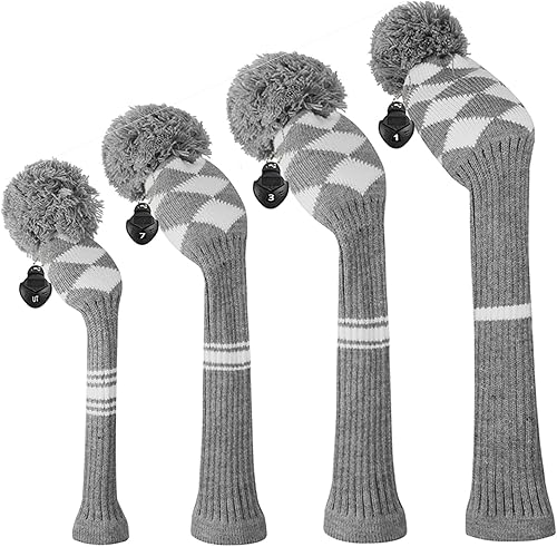 Scott Edward Knit Wood Golf Club Head Covers 4 Pieces Knitted Item Fit Over Well Driver Wood(460cc) Fairway Wood and Hybrid(UT)