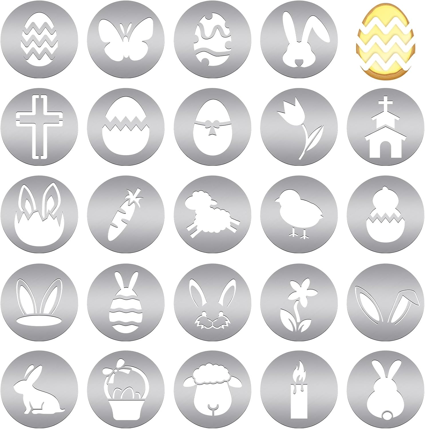 Eaasty 24 Pcs Stainless Steel Cookie Press Discs Easter Cookie Press