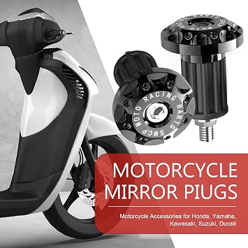 Motorcycle Bar End Plug, Perfectly Filled Alloy Anti-rust Dustproof Grip End Cap, Personalized Modified Handlebar Balance Plug, for Most Scooters, Off-Road Motorcycles (Black)
