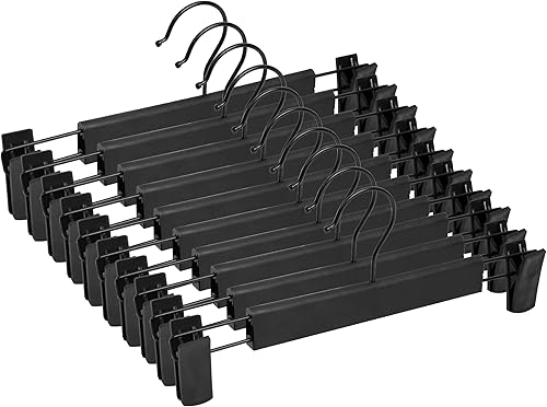 Miniatura 9 de Perchas para pantalones con clips, perchas de plástico para colgar pantalones y ropa (paquete de 30 unidades, blanco)