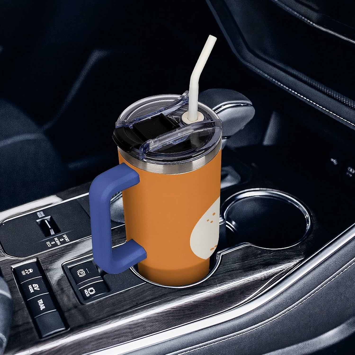Leaves on Heart Shape Tumbler 40 Oz with Handle&Lid Large Car Cup Stainless Steel Vacuum Travel Mug Insulated Water Bottle Leak-proof Portable Coffee Cup for Home Car Outdoor