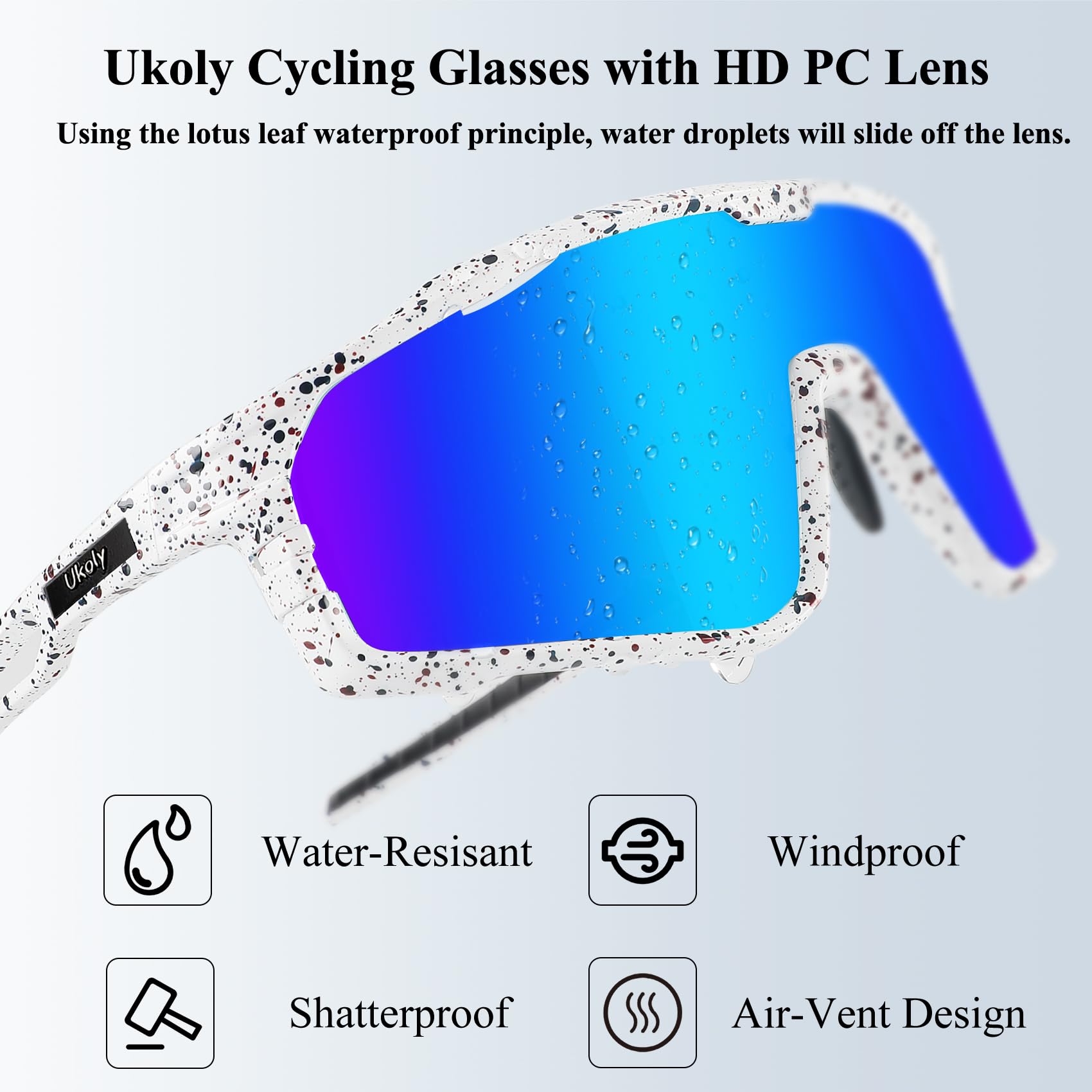 Ukoly Cycling Glasses Running Baseball Fishing Golf Sunglasses For Men Women,Sports Sunglasses HD Lens UV400coating 620