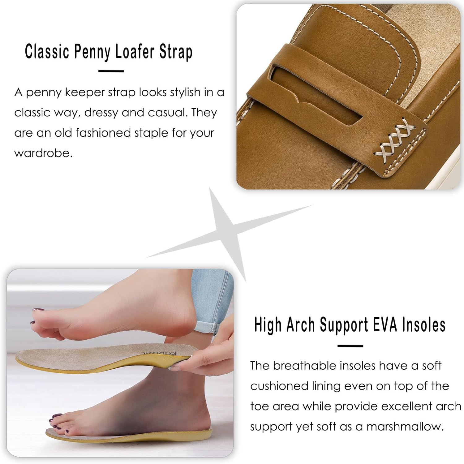 KORDAL Women's Comfortable Classic Penny Loafers Leather Sneakers Casual Slip On Dress Shoes Office Work Everyday Walking Flats Driving Shoes for Women - Image 5