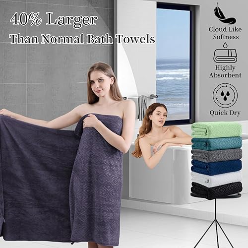 Vista 44 de Juego de toallas de microfibra de 8 piezas, 2 toallas de baño, 2 toallas de mano, 4 toallas pequeñas, toalla de baño extra grande para baño, hotel