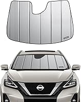Vista 9 de Parasol de parabrisas para Nissan Murano 2019-2024, reversible, color plateado y negro