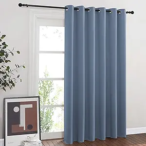 NICETOWN Patio Door Curtain for Sliding Glass Door, Thermal Insulated Blackout Curtain Drape for Living Room/Kitchen/Bedroom (Stone Blue, 1 Panel, 80 x 84 inch)