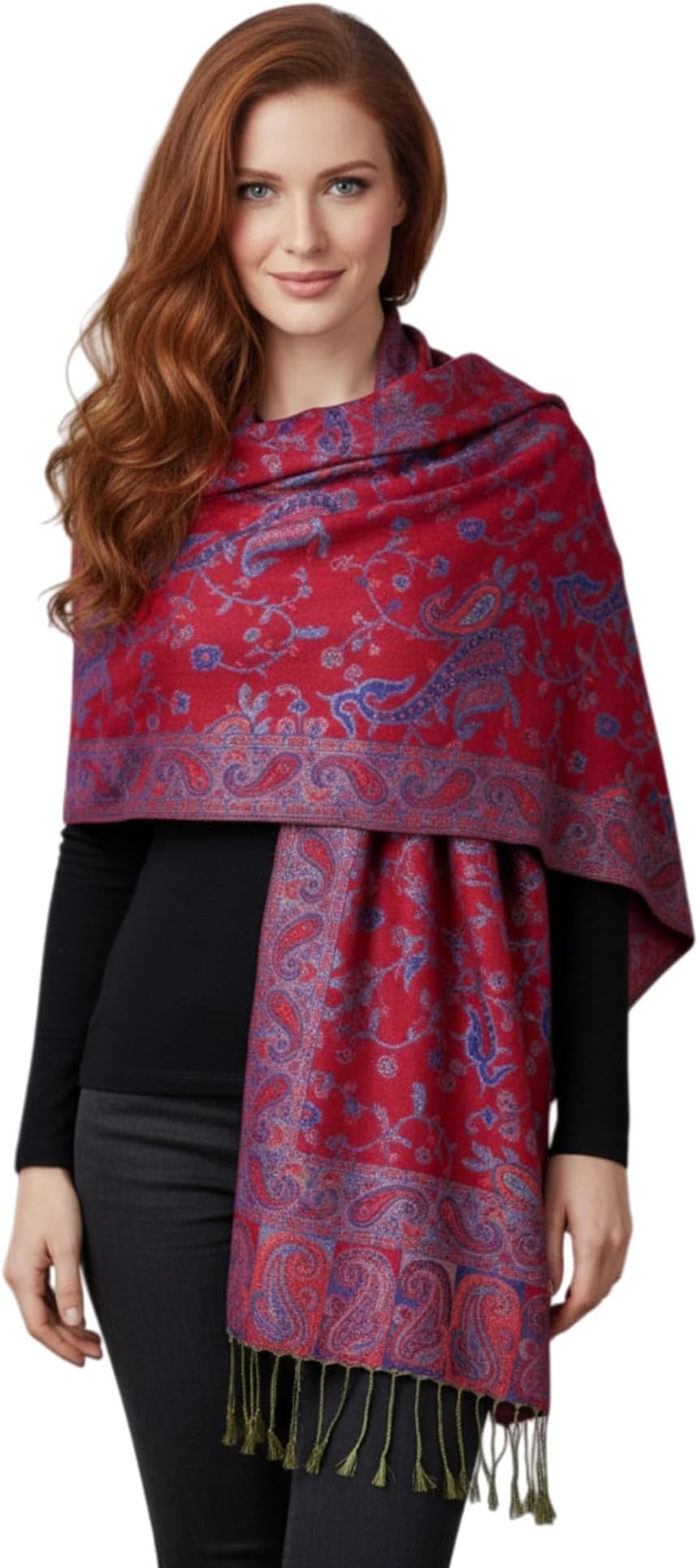 Reversible Paisley Pashmina Shawl Wrap Elegant Colors