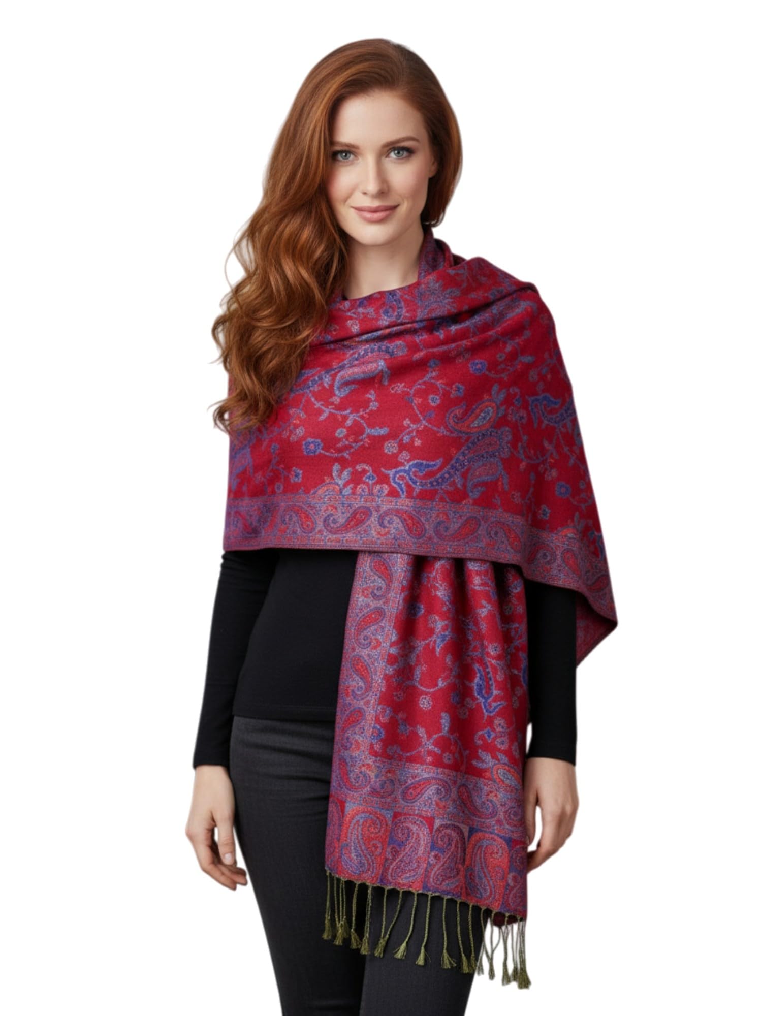 Reversible Paisley Pashmina Shawl Wrap Elegant Colors