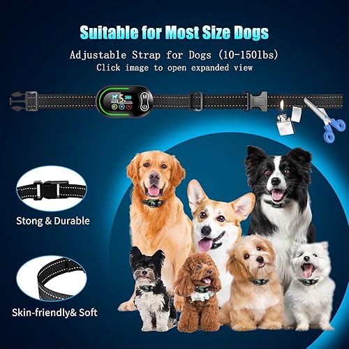 Miniatura 5 de AKUVU - Collar antiladridos inteligente recargable para perros, collar de entrenamiento antiladridos con sensibilidad ajustable, choque de vibración