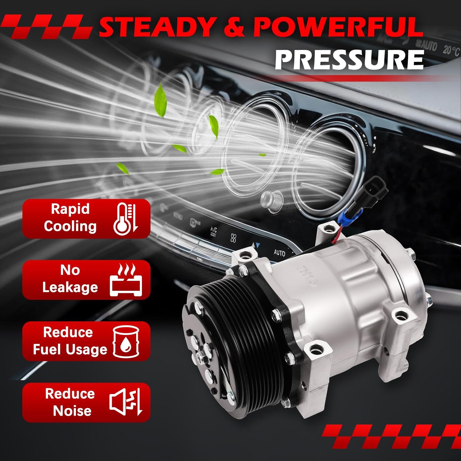 AC Compressor Fit for Ram 2500/ Ram 3500 5.9L 1994-2005, Ram 4000 5.9L 2005, Air Conditioning Compressor with Clutch Replace for 68589 55055339AD