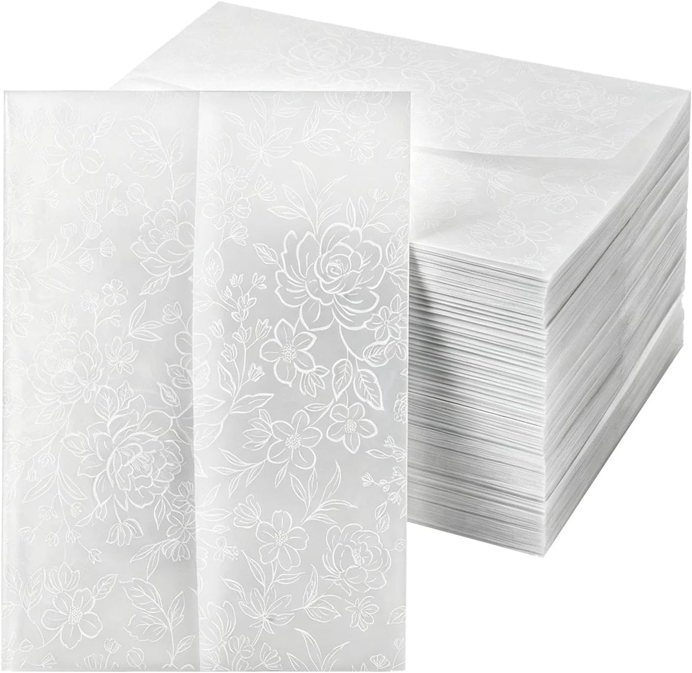 50 Pack Pre-Folded Vellum Jackets for 5x7 Invitations – 130GSM Translucent Vellum Paper Wraps, Perfect for Wedding, Baby Shower, Birthday Invitation Accessories & DIY Craft