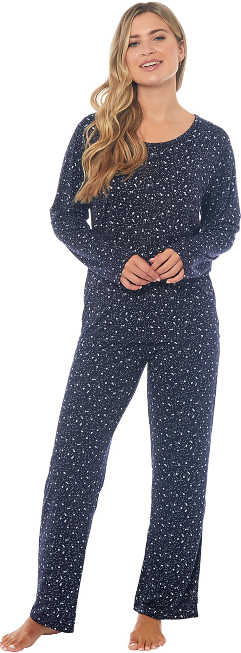 Kate Morgan Women's Black Star Lightweight Cosy Pyjamas | Loungewear Sets Pjs | Nightwear Sleepwear For (Uk, Alpha, L, Regular, Regular, )