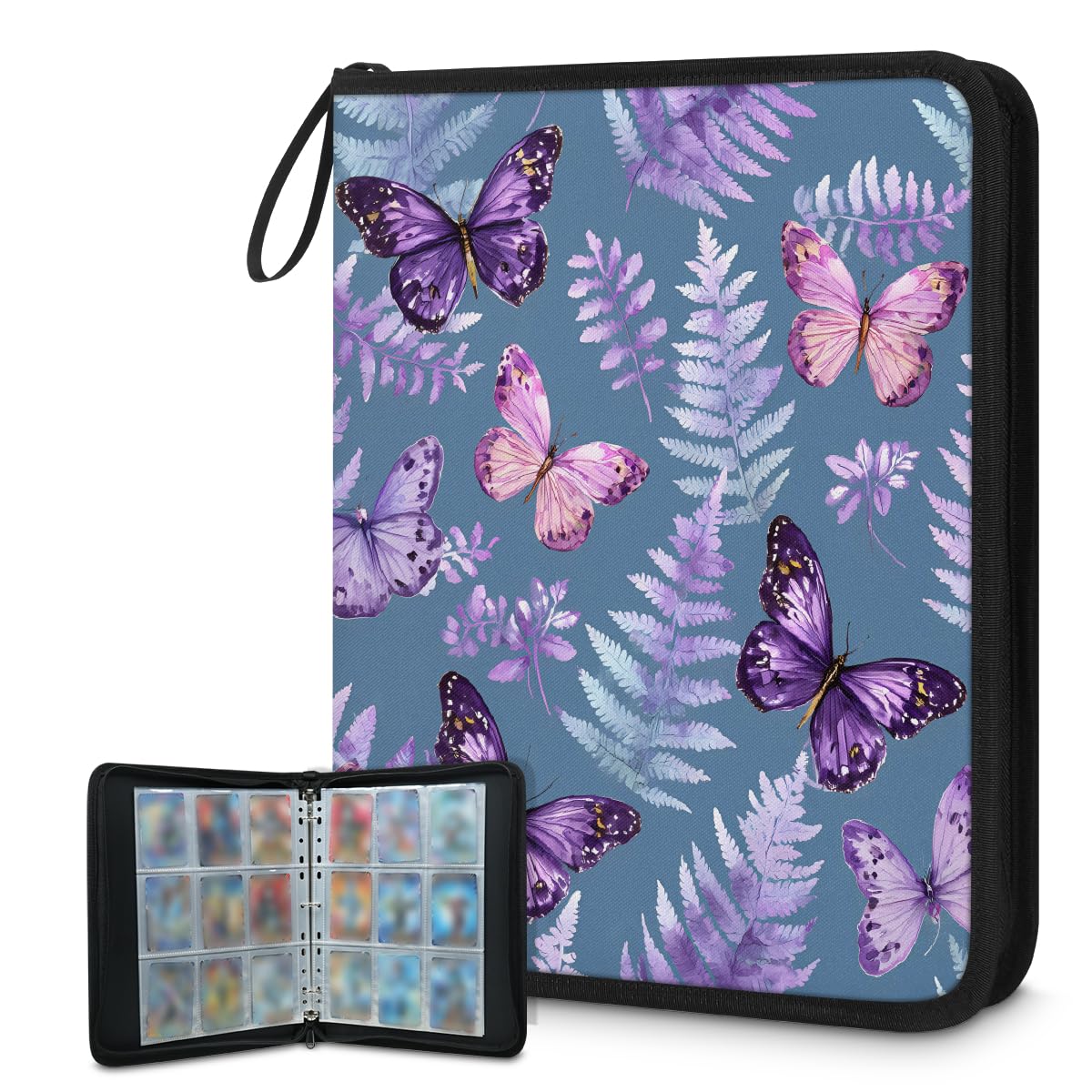 Classeur à cartes 9 pochettes violet Mexpekil pour 900 cartes