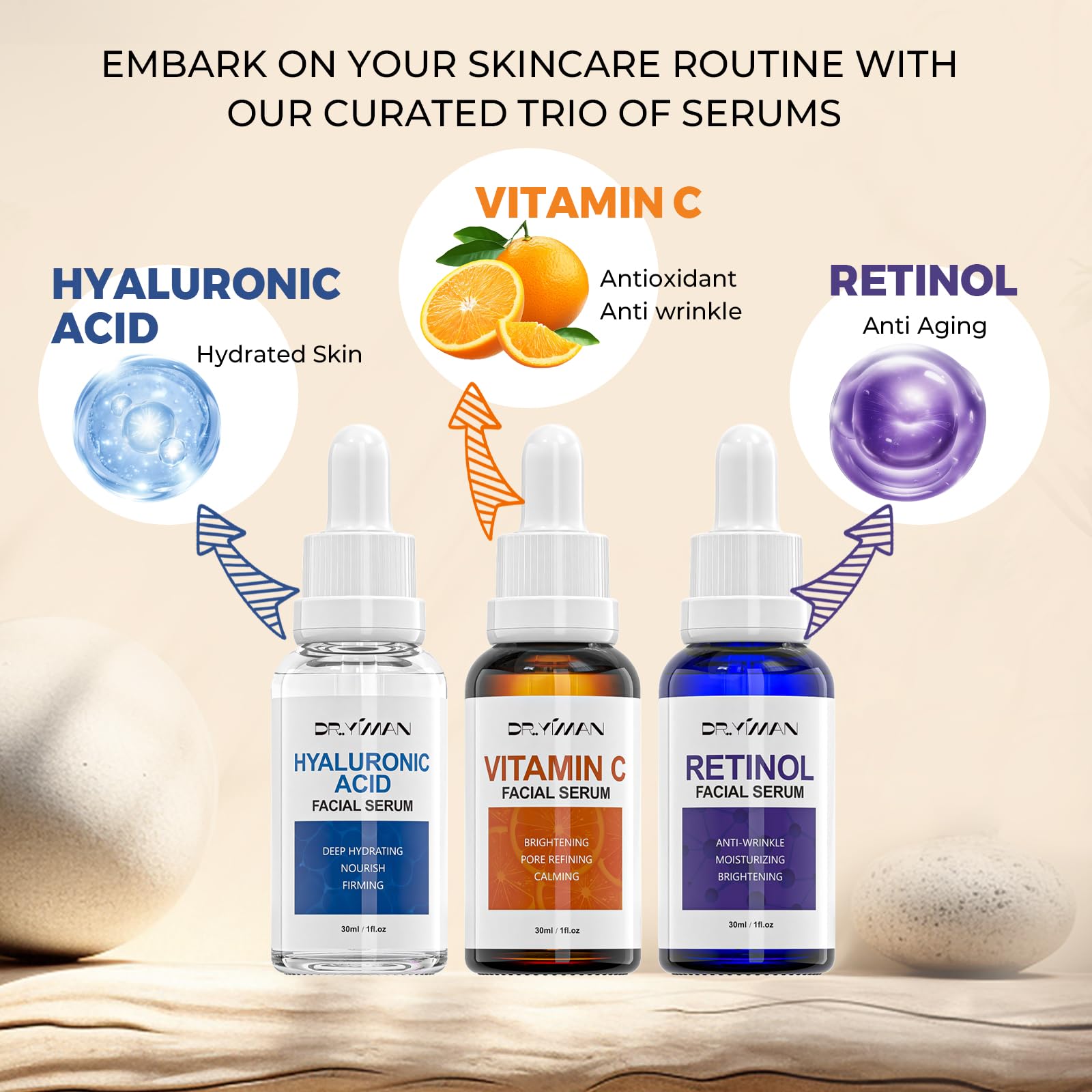 Amazon.com: Anti-Aging Facial Serum Set - Vitamin C, Retinol