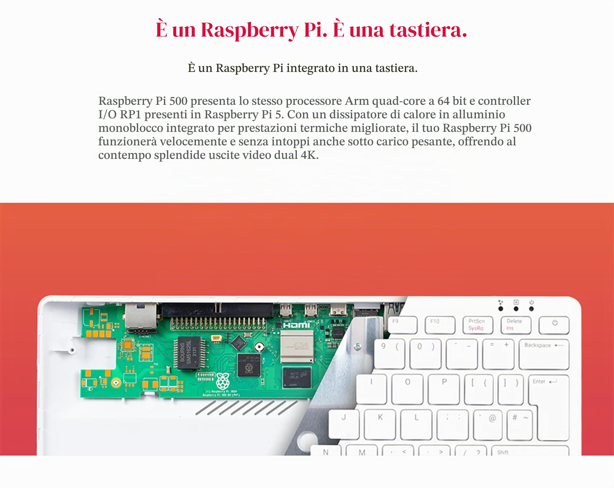 Kit base Pi 500 compatibile con Raspberry Pi 500, potente tastiera computer, stesso processore quad-core a 64 bit, supporto WiFi/Bluetooth, viene fornito con scheda micro SD ufficiale da 32 GB (6