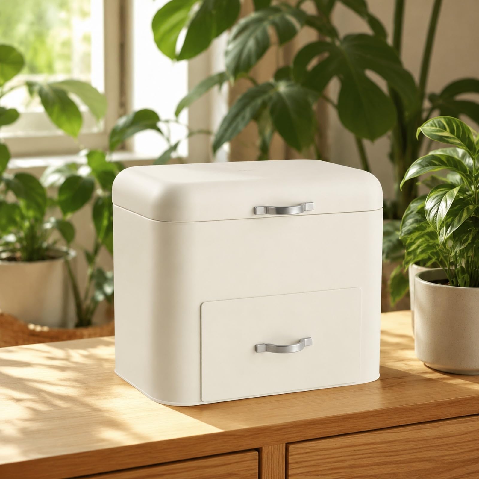 predolo Caja Hierro Dos Niveles Rectangular Organizador con Compartimento y Cajón Multifuncional para Armario, Dormitorio, Oficina,