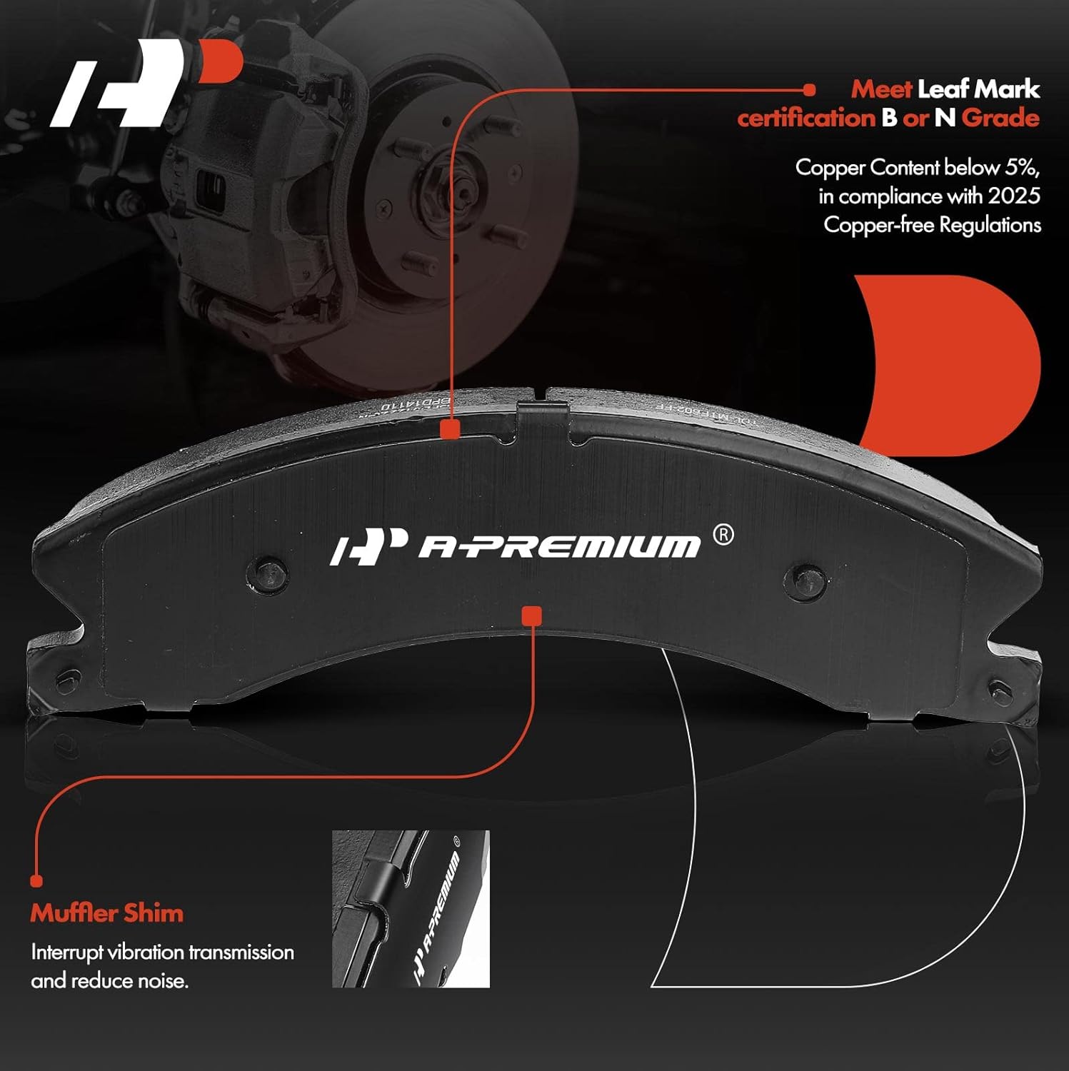 A-Premium 13.98 inch (355mm) Front Vented Disc Brake Rotors + Ceramic Pads Kit Compatible with Select Chevy and GMC Models - Silverado 2500 HD/3500 HD/Sierra 2500 HD/3500 HD 11-19, Suburban 3500 HD