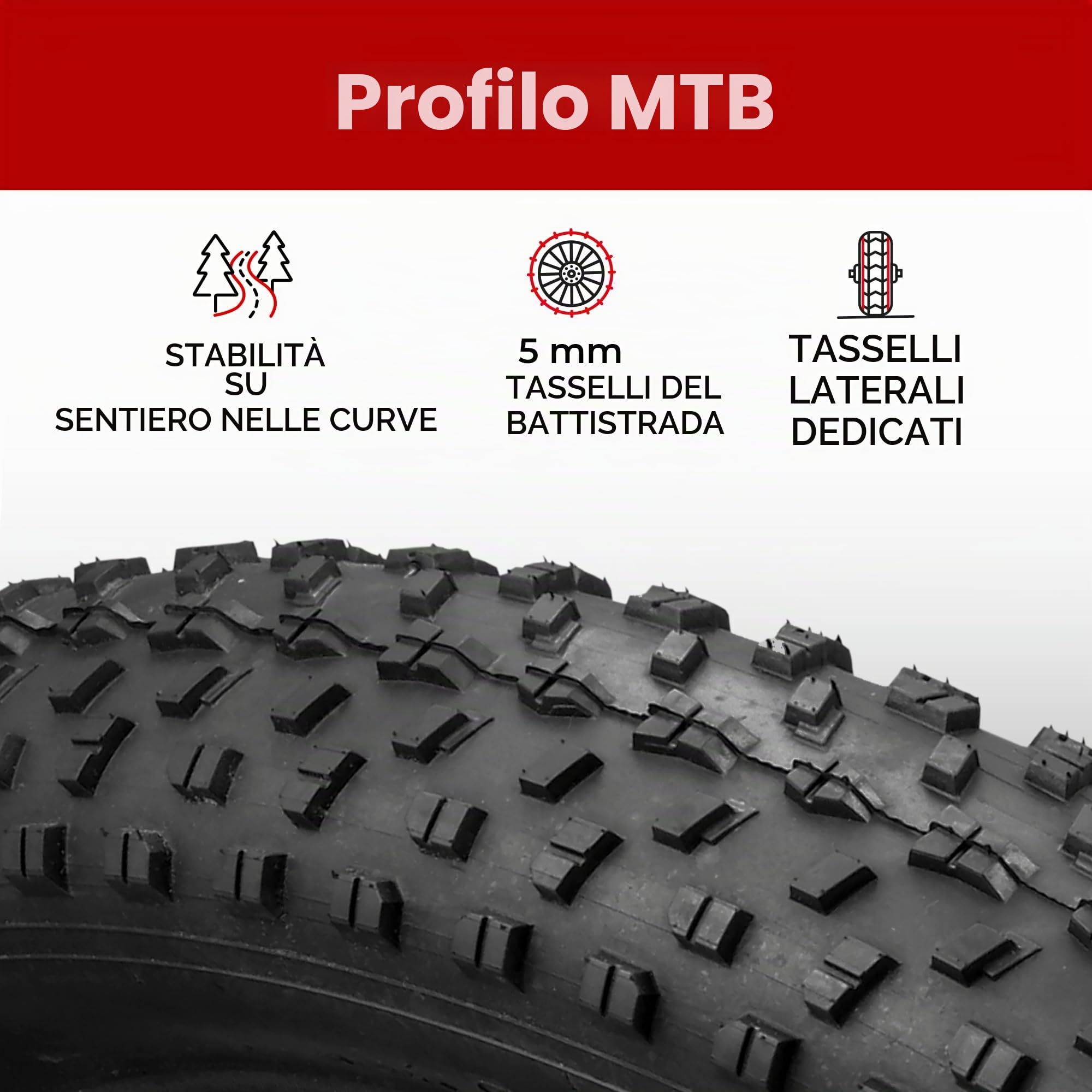 Fincci Copertone Fat Bike MTB 26 x 4.0 Policci - Pieghevole Fat Gomma - 100-559 Pneumatico per Montagna, Neve, Sabbia strade - Confezione da 1
