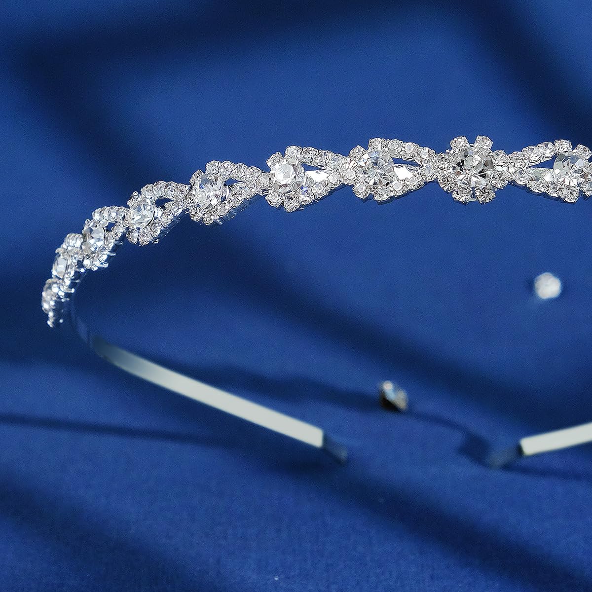 MAFELOE Fashion Rhinestone Alloy Headbands, Wedding Hairband Bridal Headpieces Hair Decorative Accessories for Women Ladies- Silver-SZ-SD - Image 6