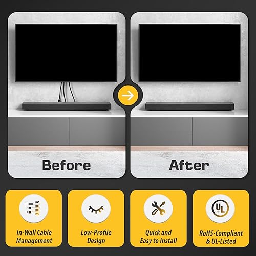 Miniatura 6 de Kit Datacomm 50-3323-WH-KIT organizador de cable de TV de pantalla plana con solución de energía - blanco