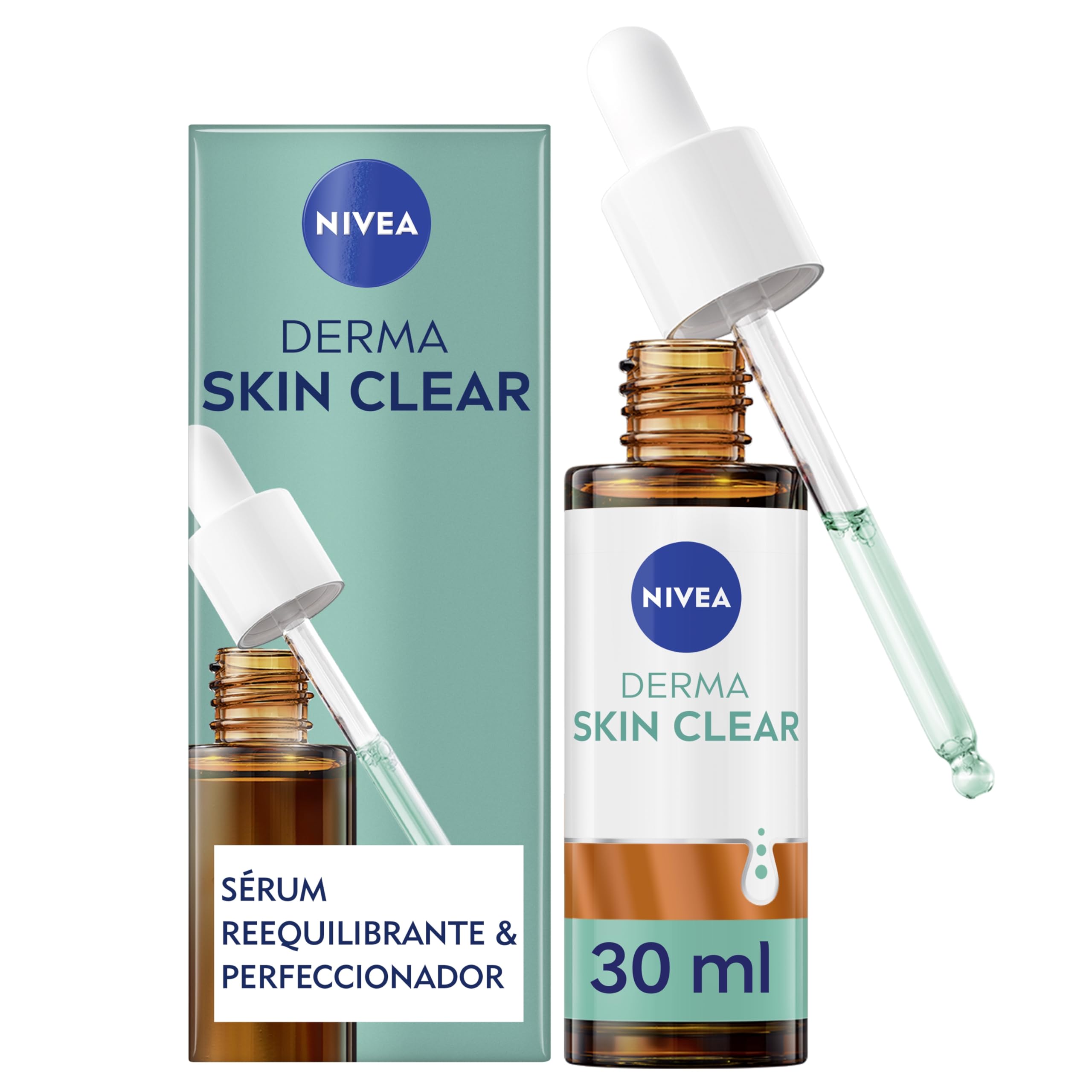 NIVEA Derma Skin Clear - Sérum Reequilibrante y Perfeccionador - Con Ácido Hialurónico, Pro-Vitamina B5 y Niacinamida - Calma e Hidrata - Reduce Imperfecciones - Piel Propensa a Imperfecciones - 30 ml en oferta en Amazon