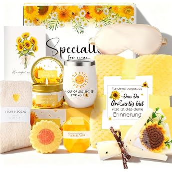 Gifts for Women Sunflower Birthday Gift for Women Relaxing Spa Gift Basket Care Package Gift Set for Best Friends Sister Mother Wife Your Girlfriend Coworker Bestie Teacher