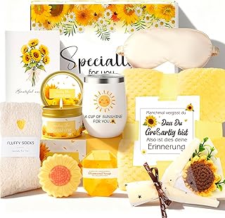 Geschenke für Frauen,Sonnenblume Geburtstagsgeschenk für Frauen,Entspannende Spa Geschenk Korb Care Paket,Geschenk Set für beste Freunde Schwester Mutter Frau Ihre Freundin Coworker Bestie Lehrer