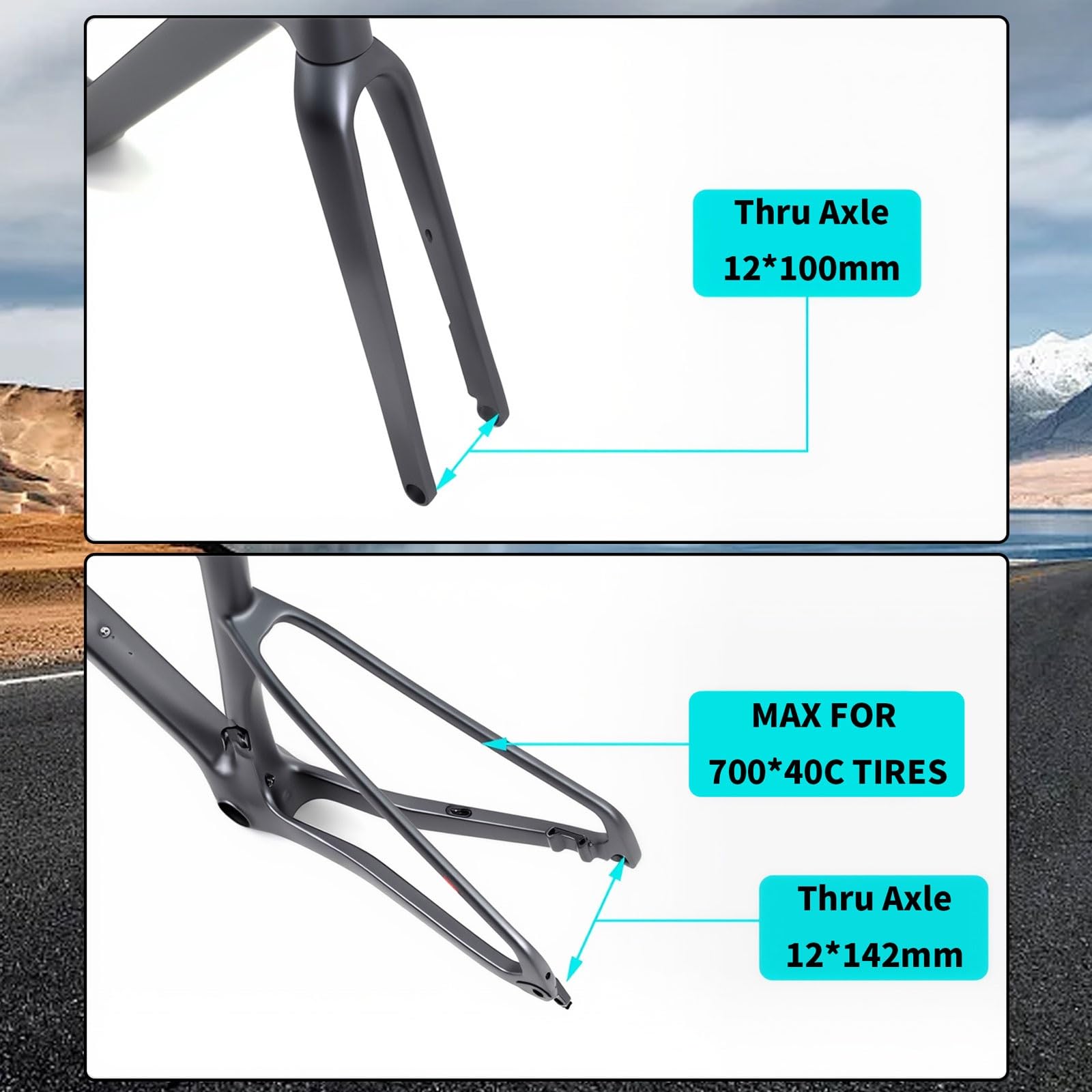 TUJISEK Telaio per Bici da Strada Gravel 700C 45/48/51/54Cm Telaio per Bicicletta in Fibra di Carbonio Telaio per ciclocross con Freno a Disco Percorso Interno Perno Passante 12x100/142mm(White,51cm)