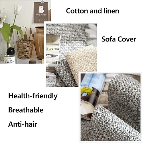 Miniatura 3 de Fundas de sofá impermeables y lavables en forma de L, antideslizantes, impermeables, para mascotas, resistentes a las arrugas, de algodón y lino,