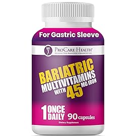 ProCare Health Bariatric Multivitamin 45mg Iron - Once Daily Capsule for Gastric Bypass, Sleeve & Post-Op Support - 90 Easy-to-Swallow Capsules, 3-Month Supply, No Artificial Colors, Gluten-Free