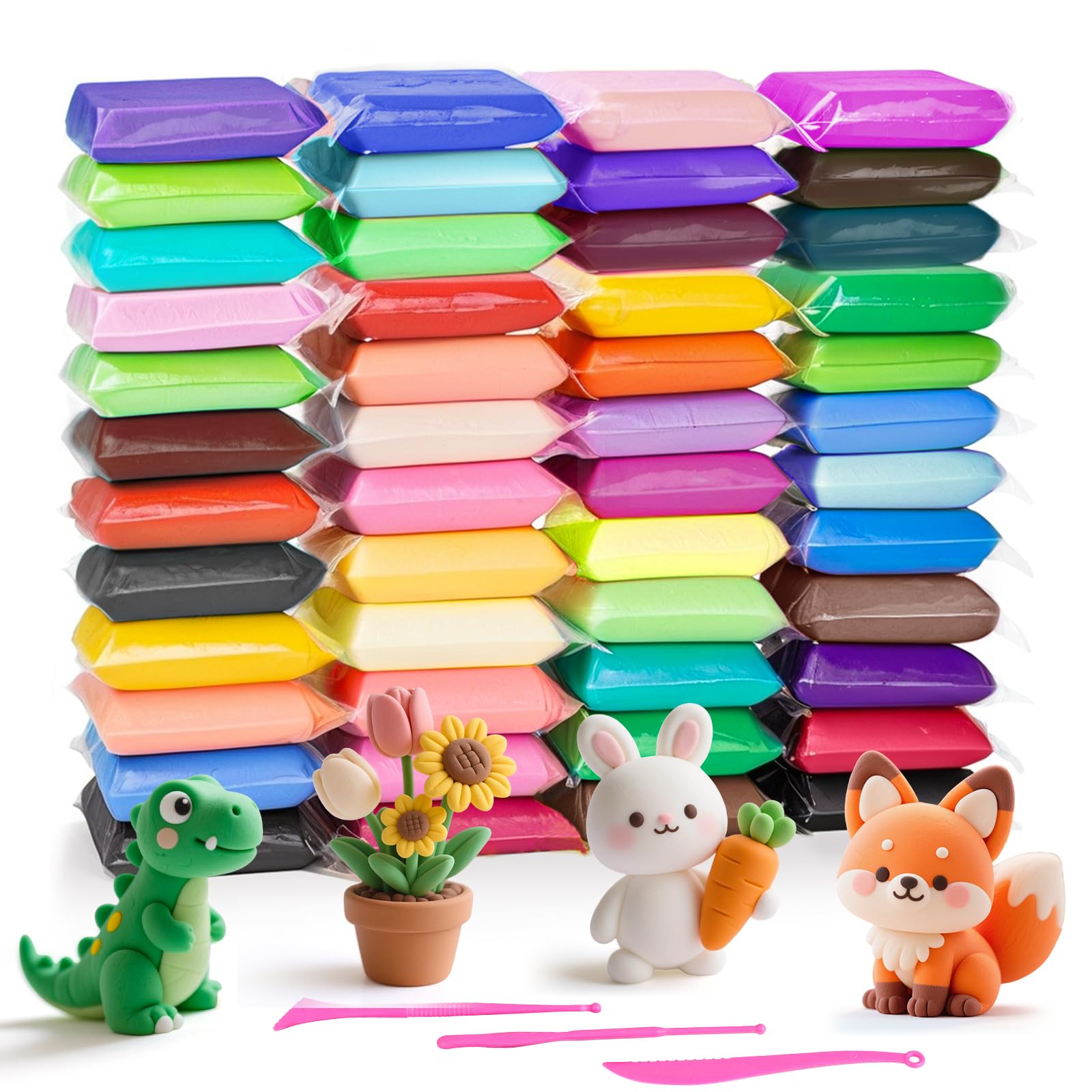 48 Colores de Arcilla Secado al Aire, Arcilla Polimérica Secado al Aire, Pasta Modelar Secado al Aire, Arcilla de Colores para Niños, Regalo para Niños y Niñas de 3-12 Años