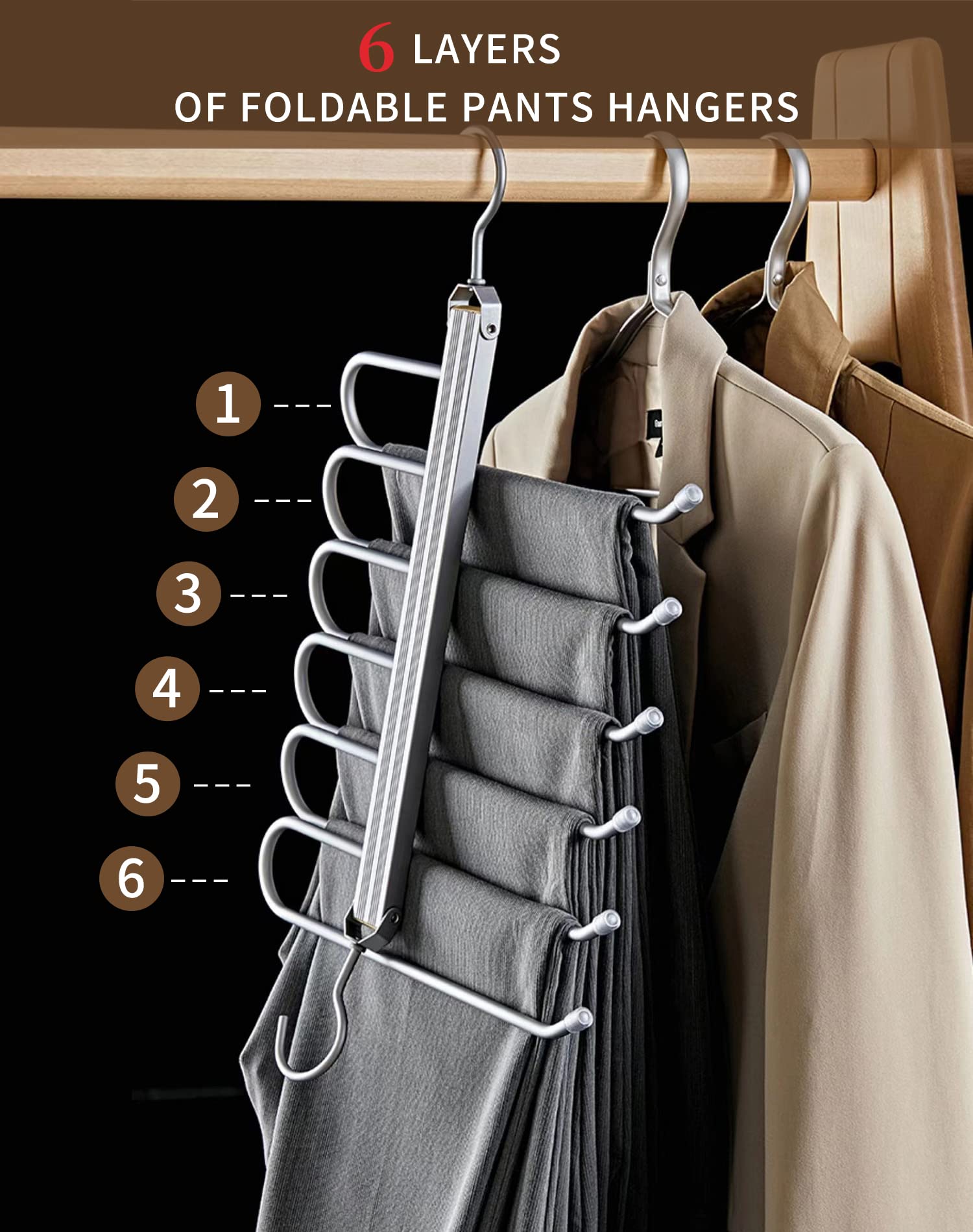 Perchas Para Pantalones De Madera De Haya - Pack De 2 (Ahorra Espacio)
