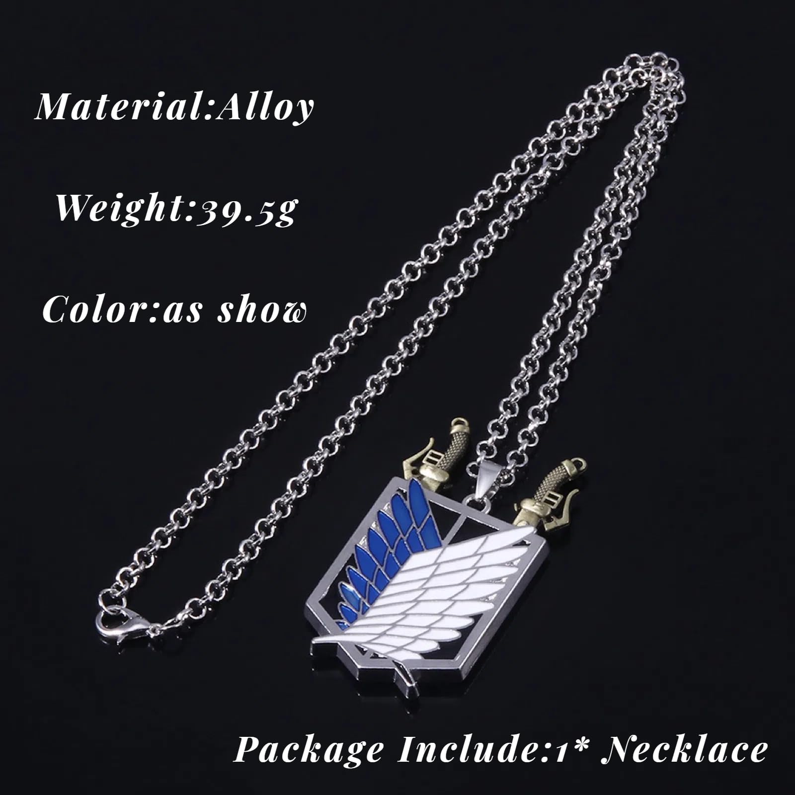 Ticome Wings of Freedom Pendant Necklace,Scout Regiment Badge Alloy Necklace,Suitable for Wearing at Anime Themed Gatherings,Anime Cosplay Gifts for Girls Teens Women Men - Image 2
