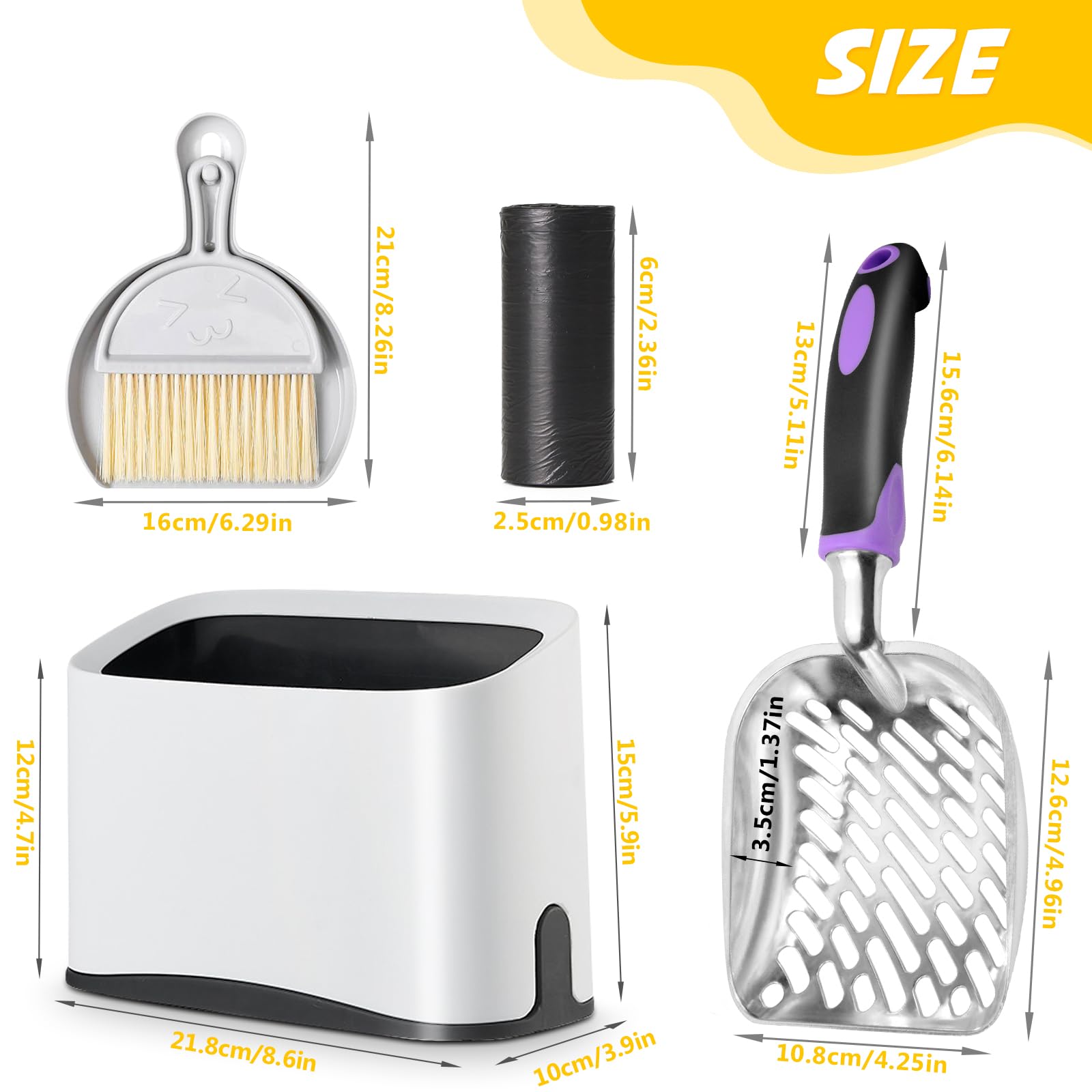 Cat Litter Scooper with Holder,Metal Cat Litter Scoop, Kitty Poop Scooper Stand for Litter Box, Cat Caddy for Litter Scoop, Fast Sifting Kitty Poop Scooper Caddy Poop Scooper Stand - image 2