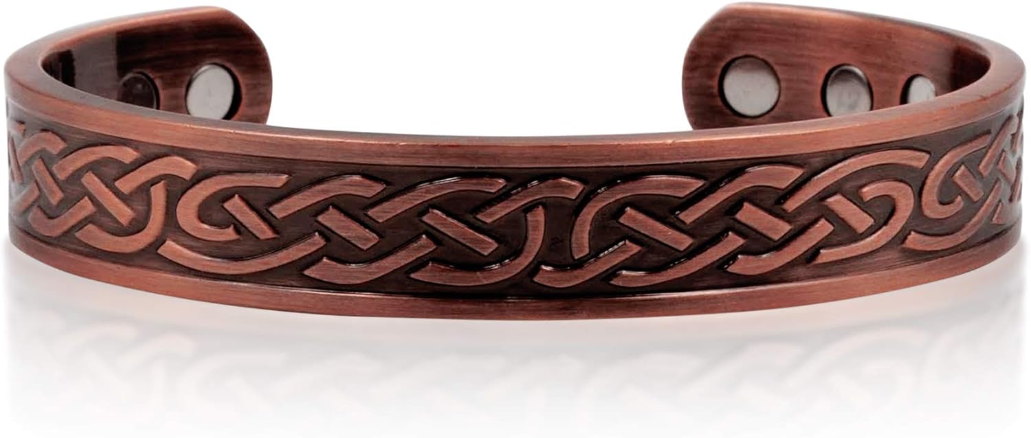 Heavyweight Large Copper Celtic Magnetic Cuff Bracelet for Men, with 10 Magnets - Image 6