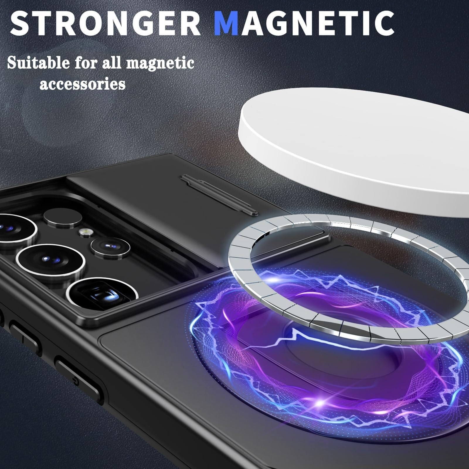 Etui do Samsung Galaxy S24ultra/S24plus/S24, osłona obiektywu aparatu, magnetyczny pierścień podpórka ochronna powłoka ochronna (kolor: fioletowy, rozmiar: S24plus)