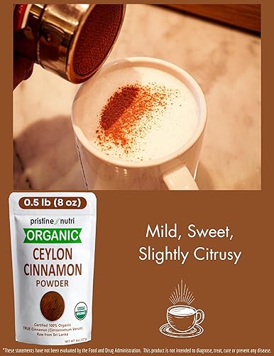 Miniatura 5 de Canela en polvo orgánica de Ceilán (0.5 libras8 onzas)  100% certificado orgánico  molido de calidad premium  crudo de Sri Lanka  Sabor y aroma