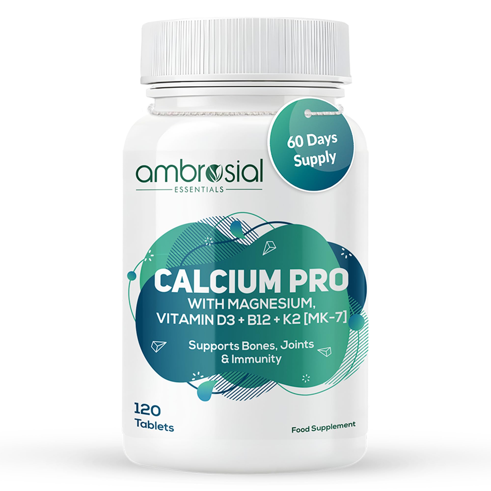 Ambrosial Calcium Pro | Calcium Citrate Malate with Magnesium, Zinc, Vitamin D3, B12 & K2 MK-7 | With Alfalfa & Moringa Extracts | Daily Mineral Supplement | 120 Tablets-image-36