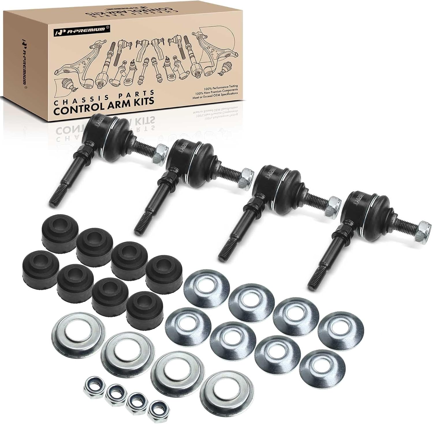 A-Premium Set of 4, Front & Rear Sway Bar Links Kit Stabilizer Bar Links, Compatible with Chevrolet Metro 1998-2001, Geo Metro 1995-1997