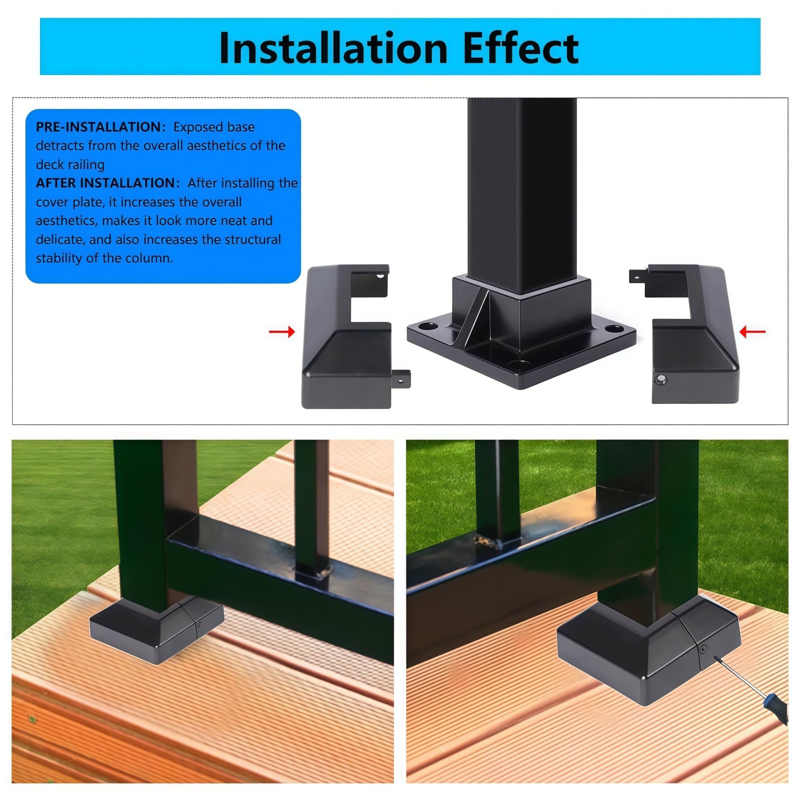 Aluminum Base Flanges & Covers - Protect Your Railings -4 Aluminum Base Flanges & Covers - Protect Your Railings -4
