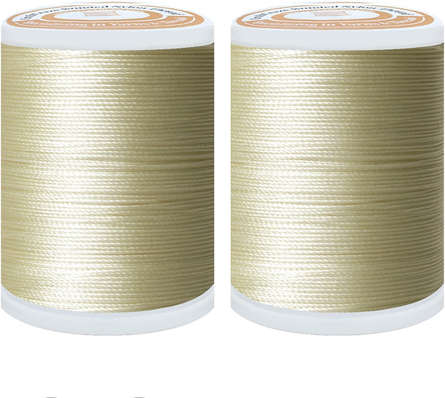Bonded Nylon Thread Heavy Duty Sewing Thread Size #40 Tex75 Threads for Sewing Leather, Canvas, Shoes, Outdoor Upholstery Threads 2-Pack (300Yards Each)(Cream)