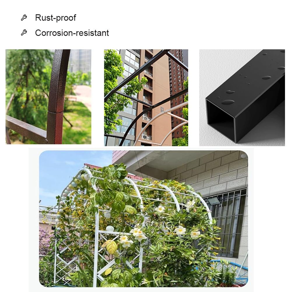 Arco da giardino in metallo resistente per piante rampicanti, pergolato in ferro nero antiruggine, arco decorativo per esterni, dimensioni regolabili da 1,4 m a 3,7 m, per giardino paesaggistico